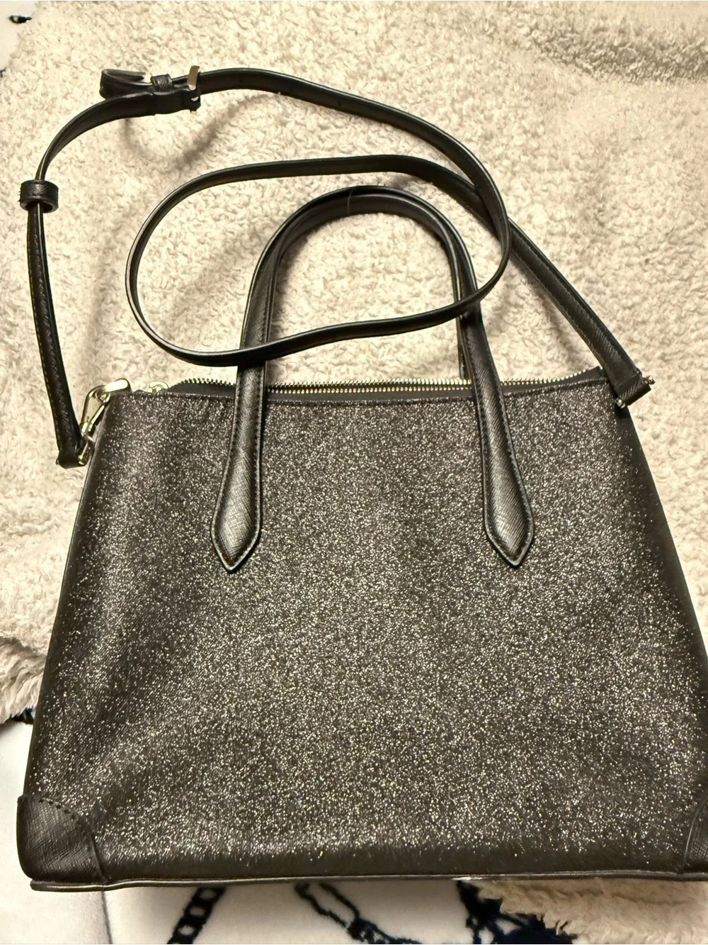 Kate Spade New York Shimmy satchel in black glitter